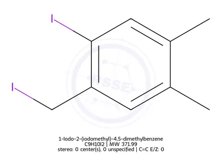 Chemical structure of 1-Iodo-2-(iodomethyl)-4,5-dimethylbenzene