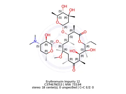 Chemical structure of (3R,4S,5S,6R,7R,9R,11R,12R,13S,14R)-4-(((2R,4R,5S,6S)-4,5-Dihydroxy-4,6-dimethyltetrahydro-2H-pyran-2-yl)oxy)-6-(((2S,3R,4S,6R)-4-(dimethylamino)-3-hydroxy-6-methyltetrahydro-2H-pyran-2-yl)oxy)-14-ethyl-12,13-dihydroxy-7-methoxy-3,5,7,9,11,13-hexamethyloxacyclotetradecane-2,10-dione