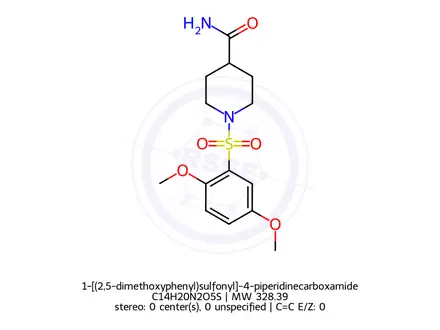 Chemical structure of 1-[(2,5-dimethoxyphenyl)sulfonyl]-4-piperidinecarboxamide