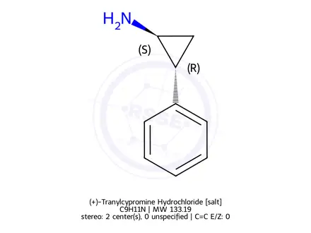 Chemical structure of (+)-Tranylcypromine Hydrochloride