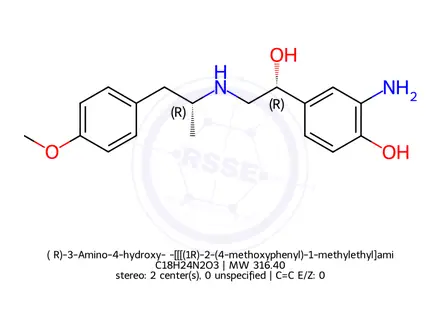 Chemical structure of (αR)-3-Amino-4-hydroxy-α-[[[(1R)-2-(4-methoxyphenyl)-1-methylethyl]amino]methyl]benzenemethanol