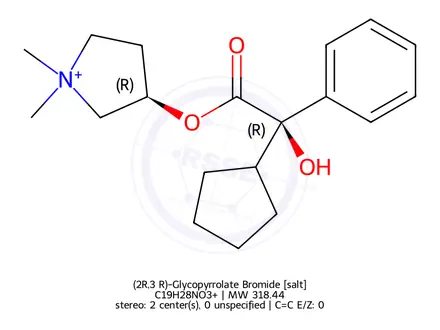Chemical structure of (2R,3’R)-Glycopyrrolate Bromide