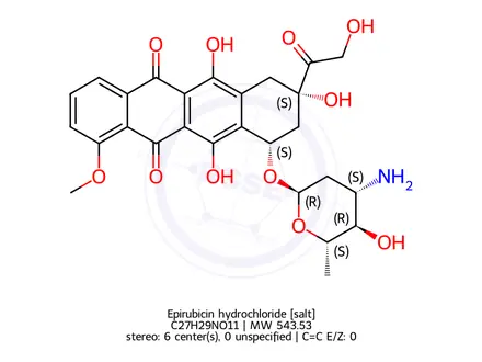Chemical structure of Epirubicin hydrochloride