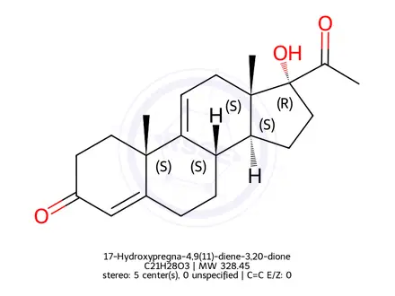 Chemical structure of 17-Hydroxypregna-4,9(11)-diene-3,20-dione
