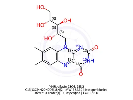 Chemical structure of (-)-Riboflavin 13C4, 15N2