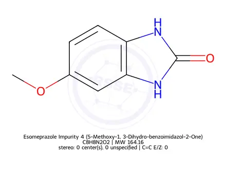 Chemical structure of Esomeprazole Impurity 4 (5-Methoxy-1, 3-Dihydro-benzoimidazol-2-One)