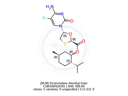 Chemical structure of (2R,5R) Emtricitabine Menthyl Ester