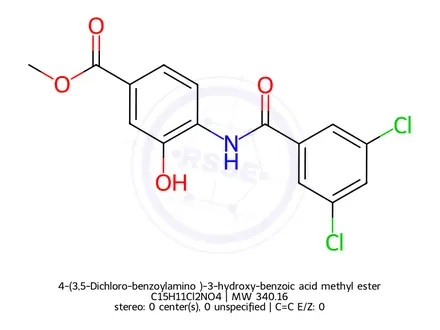 Chemical structure of 4-(3,5-Dichloro-benzoylamino )-3-hydroxy-benzoic acid methyl ester
