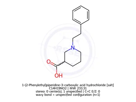 Chemical structure of 1-(2-Phenylethyl)piperidine-3-carboxylic acid hydrochloride