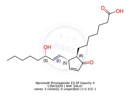 Chemical structure of Alprostadil (Prostaglandin E1) EP Impurity A
