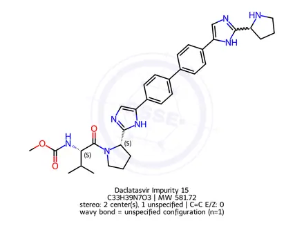 Chemical structure of Methyl ((S)-3-methyl-1-oxo-1-((S)-2-(5-(4'-(2-((S)-pyrrolidin-2-yl)-1H-imidazol-5-yl)-[1,1'-biphenyl]-4-yl)-1H-imidazol-2-yl)pyrrolidin-1-yl)butan-2-yl)carbamate