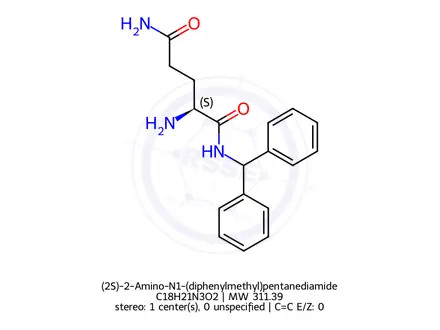 Chemical structure of (2S)-2-Amino-N1-(diphenylmethyl)pentanediamide