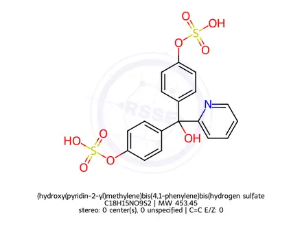 Chemical structure of (hydroxy(pyridin-2-yl)methylene)bis(4,1-phenylene)bis(hydrogen sulfate)