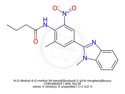 Chemical structure of N-(2-Methyl-4-(1-methyl-1H-benzo[d]imidazol-2-yl)-6-nitrophenyl)butyramide