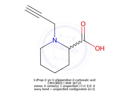 Chemical structure of 1-(Prop-2-yn-1-yl)piperidine-2-carboxylic acid