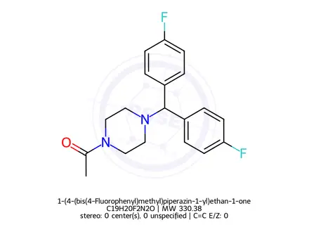 Chemical structure of 1-(4-(bis(4-Fluorophenyl)methyl)piperazin-1-yl)ethan-1-one