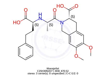 Chemical structure of Moexipril Related Compound A ((3S)-2-{(2S)-N-[(1S)-1-Carboxy-3-phenylpropyl]alanyl}-1,2,3,4-tetrahy (1445608)