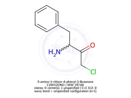 Chemical structure of 3-amino-1-chloro-4-phenyl-2-Butanone