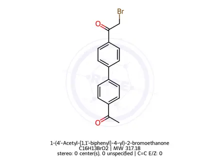 Chemical structure of 1-{4'-acetyl-[1,1'-biphenyl]-4-yl}-2-bromoethan-1-one
