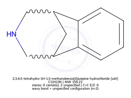 Chemical structure of 2,3,4,5-Tetrahydro-1H-1,5-methano-3-benzazepine Hydrochloride