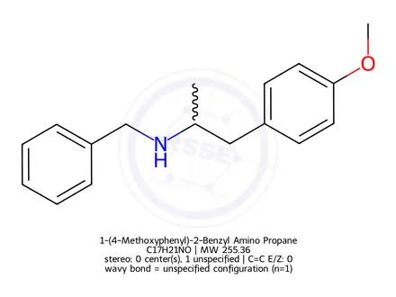 Chemical structure of 1-(4-Methoxyphenyl)-2-Benzyl Amino Propane