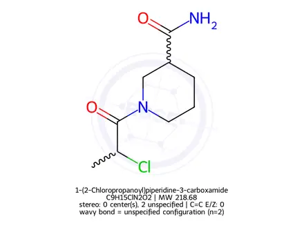 Chemical structure of 1-(2-Chloropropanoyl)piperidine-3-carboxamide
