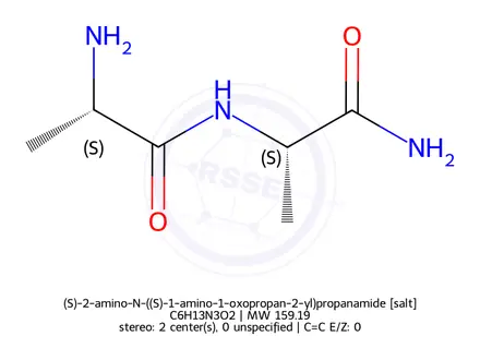 Chemical structure of (S)-2-amino-N-((S)-1-amino-1-oxopropan-2-yl)propanamide