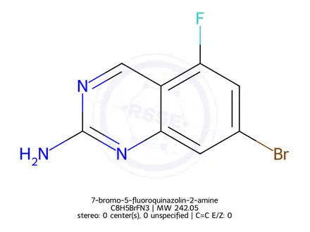 Chemical structure of 7-bromo-5-fluoroquinazolin-2-amine