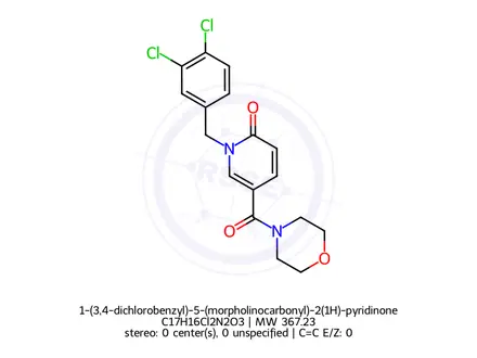 Chemical structure of 1-(3,4-dichlorobenzyl)-5-(morpholinocarbonyl)-2(1H)-pyridinone