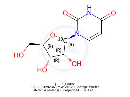 Chemical structure of [1'-13C]uridine