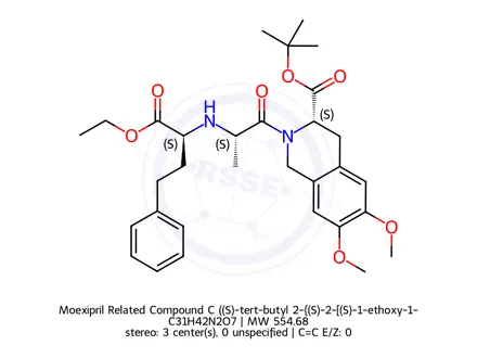 Chemical structure of Moexipril Related Compound C ((S)-tert-butyl 2-{(S)-2-[(S)-1-ethoxy-1-oxo-4-phenylbutan-2-ylamino]p (1445620)