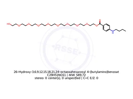 Chemical structure of 26-Hydroxy-3,6,9,12,15,18,21,24-octaoxahexacosyl 4-(butylamino)benzoate