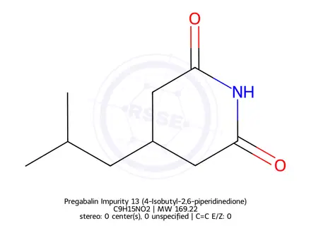 Chemical structure of Pregabalin Impurity 13 (4-Isobutyl-2,6-piperidinedione)