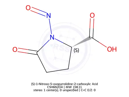 Chemical structure of (S)-1-Nitroso-5-oxopyrrolidine-2-carboxylic Acid