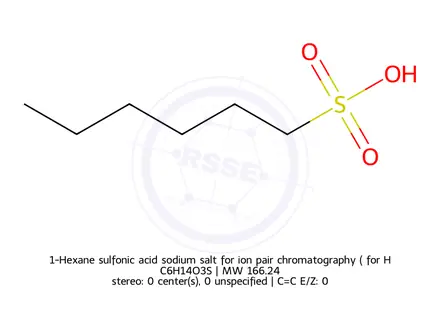 Chemical structure of 1-Hexane sulfonic acid sodium salt for ion pair chromatography ( for HPLC)