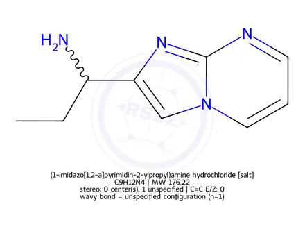 Chemical structure of (1-imidazo[1,2-a]pyrimidin-2-ylpropyl)amine hydrochloride