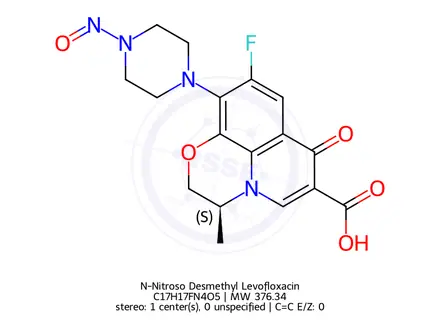 Chemical structure of N-Nitroso Desmethyl Levofloxacin