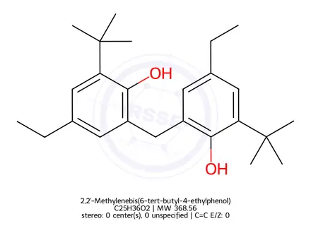 Chemical structure of 2,2'-Methylenebis(6-tert-butyl-4-ethylphenol)