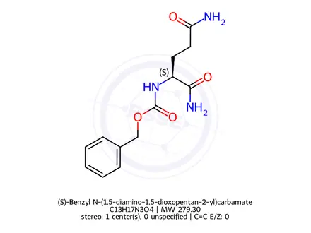 Chemical structure of (S)-Benzyl N-(1,5-diamino-1,5-dioxopentan-2-yl)carbamate