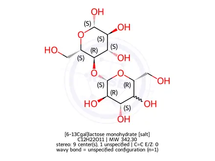 Chemical structure of [1-13Cgal]lactose monohydrate