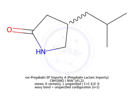 Chemical structure of rac-Pregabalin EP Impurity A (Pregabalin Lactam Impurity)