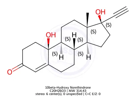 Chemical structure of 10-ß-Hydroxy Norethindrone