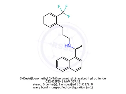 Chemical structure of 3'-Destrifluoromethyl 2'-Trifluoromethyl cinacalcet hydrochloride