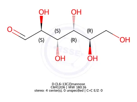 Chemical structure of D-[1-12C]mannose (13C depleted at C1)