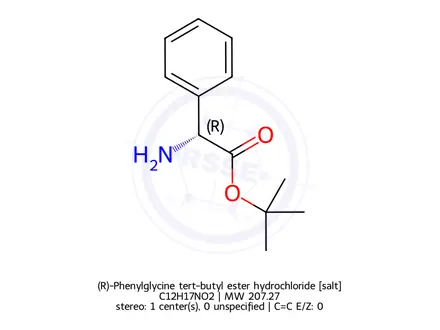 Chemical structure of (R)-Phenylglycine tert-butyl ester hydrochloride