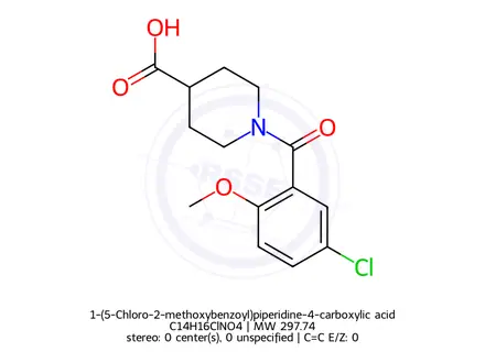 Chemical structure of 1-(5-Chloro-2-methoxybenzoyl)piperidine-4-carboxylic acid