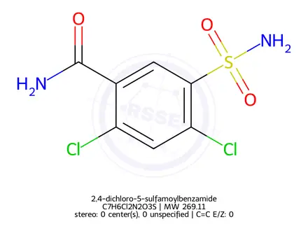 Chemical structure of 2,4-dichloro-5-sulfamoylbenzamide