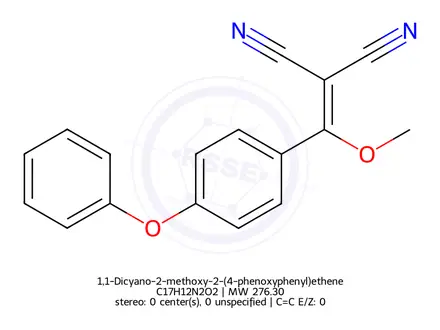 Chemical structure of 1,1-Dicyano-2-methoxy-2-(4-phenoxyphenyl)ethene