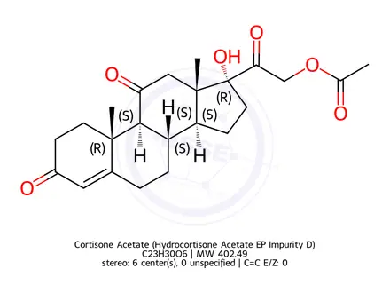 Chemical structure of Cortisone Acetate (Hydrocortisone Acetate EP Impurity D)