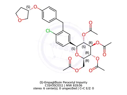 Chemical structure of (S)-Empagliflozin Peracetyl Impurity